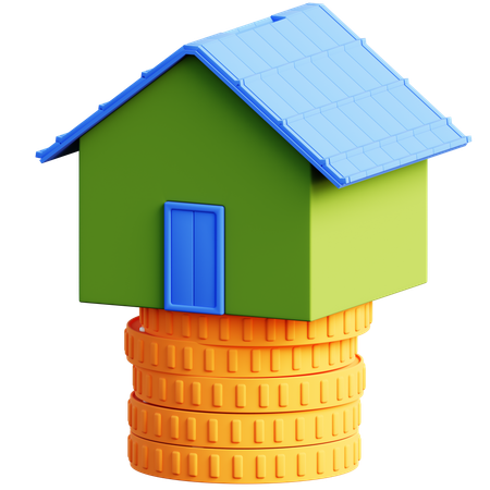 House On Stack Of Coins  3D Icon
