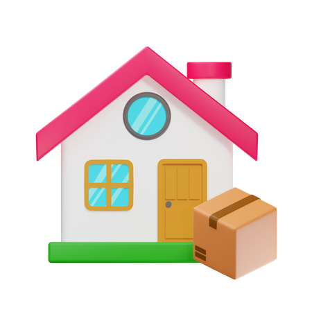 House Package Delivery  3D Icon