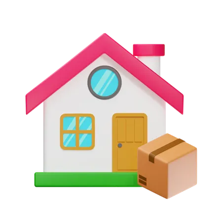 House Package Delivery  3D Icon