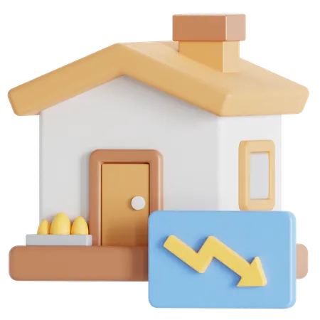 House price down  3D Icon