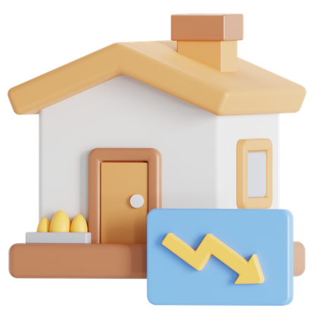 House price down  3D Icon