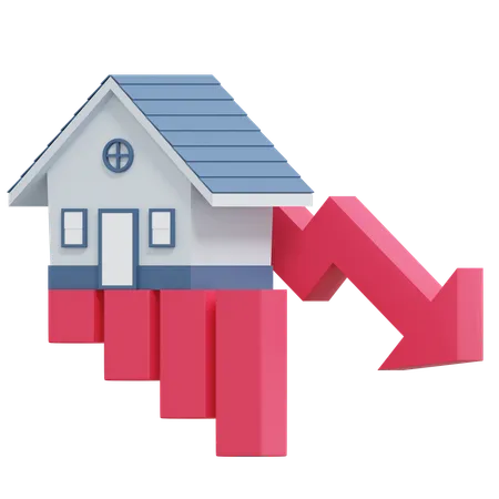 House Price Low Real Estate 3 D Icon Illustration 3D Icon