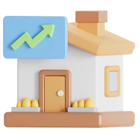 House Price Rising 3D Icon