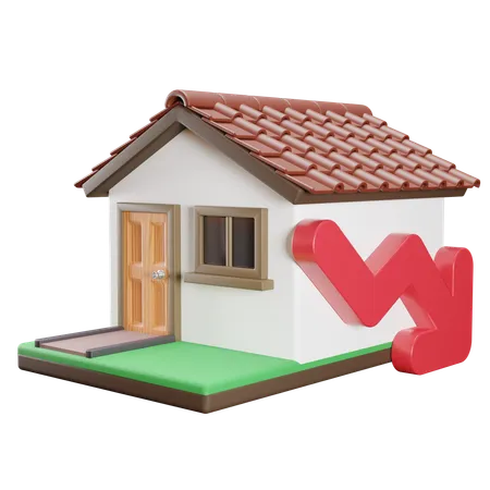 House Property Decreasing Investment  3D Icon