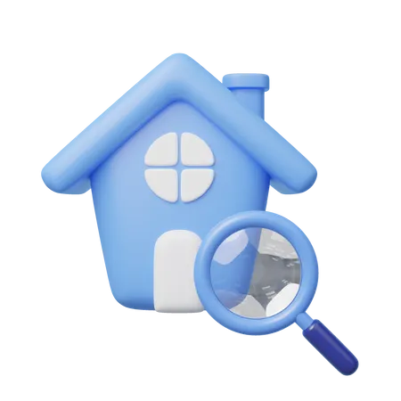 3 D House Search Icon Cute Home Magnifying Glass Isolated On Transparent Business Investment Real Estate Inspection Find Research Concept Cartoon Icon Minimal Style 3 D Render Illustration 3D Icon
