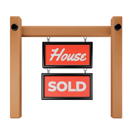 House sold banner  3D Illustration