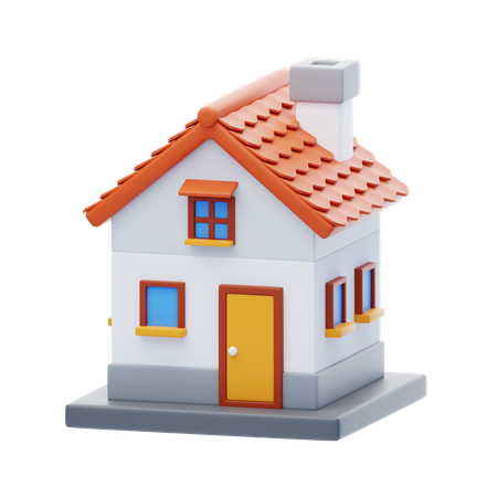 House With Chimney  3D Icon