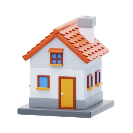 House With Chimney  3D Icon