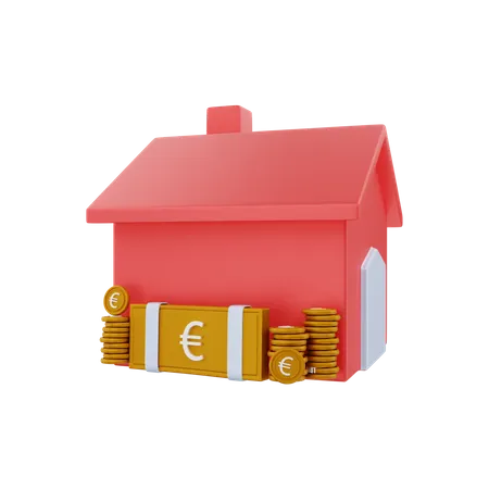 House with Euro money  3D Illustration