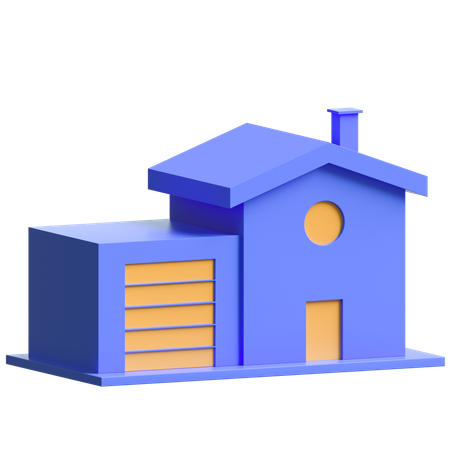 House With Garage  3D Illustration