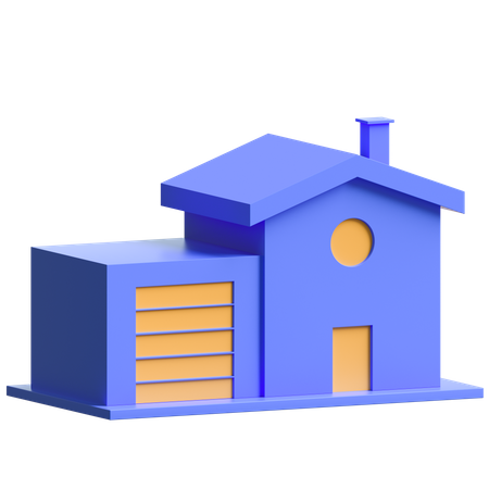 House With Garage 3D Illustration