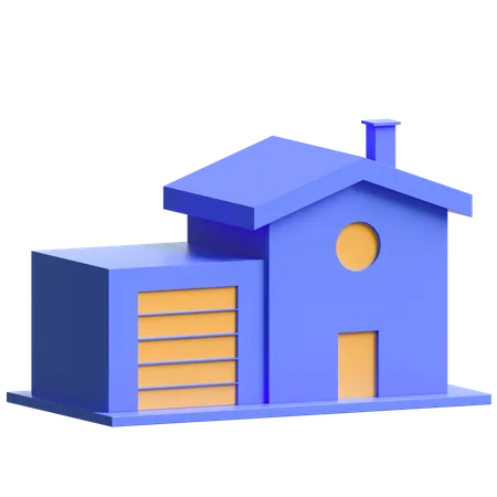 House With Garage  3D Illustration