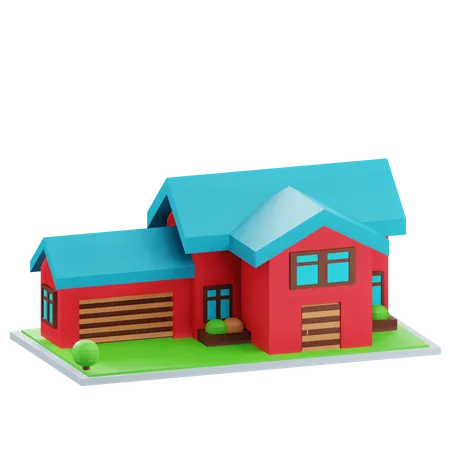 3 D House With Garage Illustration With Transparent Background 3D Icon