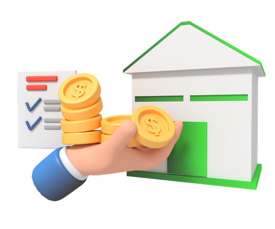 House With Hand Holding Money  3D Icon