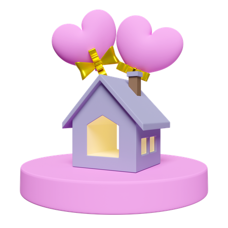 House With Heart  3D Icon