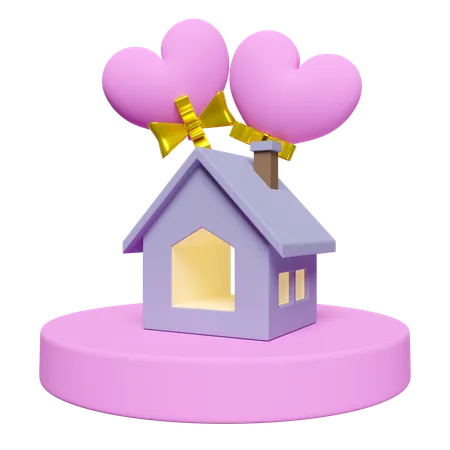 House With Heart  3D Icon