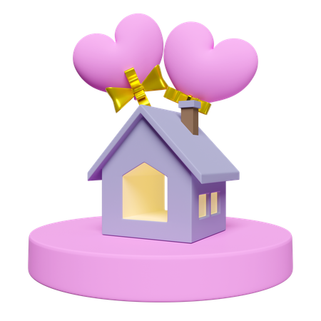 House With Heart  3D Icon