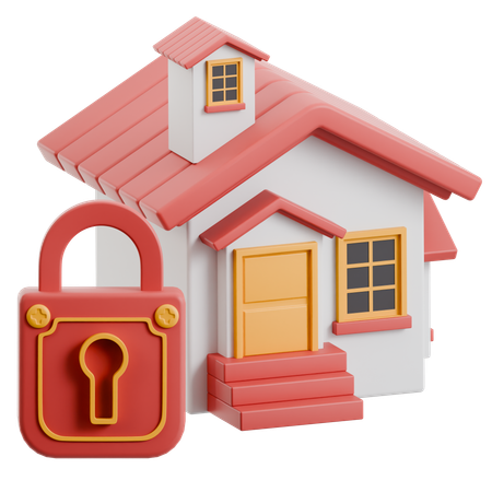 House With Lock  3D Icon