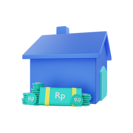 House with Rupiah money 3D Illustration