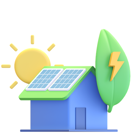 House with solar panel  3D Illustration