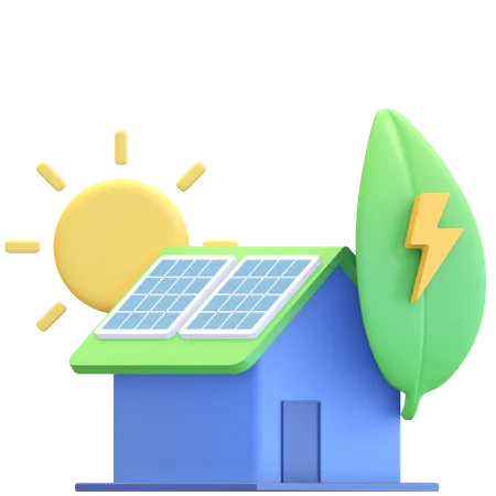 House with solar panel  3D Illustration