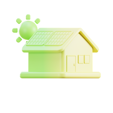 House With Solar Panel  3D Illustration