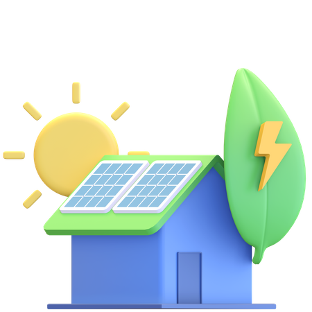 House with solar panel 3D Illustration