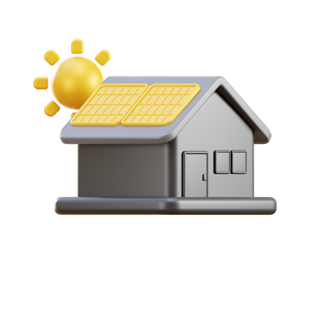 House With Solar Panel 3D Illustration
