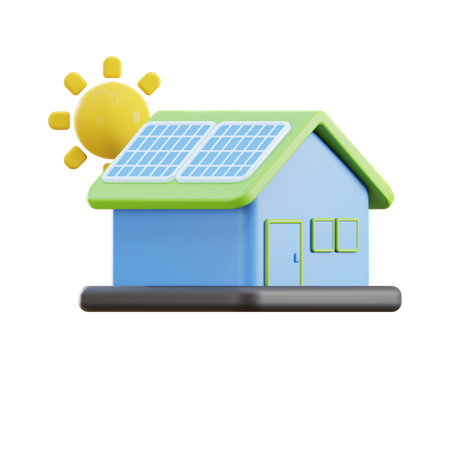 House With Solar Panel  3D Illustration