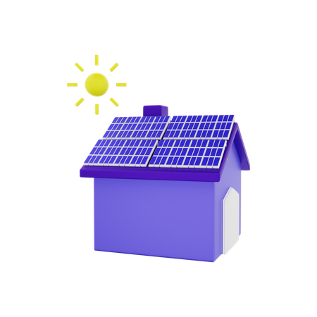 House With Solar Panels  3D Illustration