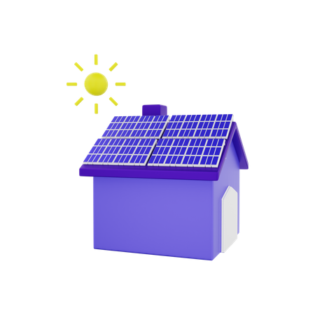 House With Solar Panels 3D Illustration