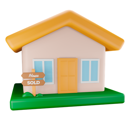 House with sold sign  3D Illustration