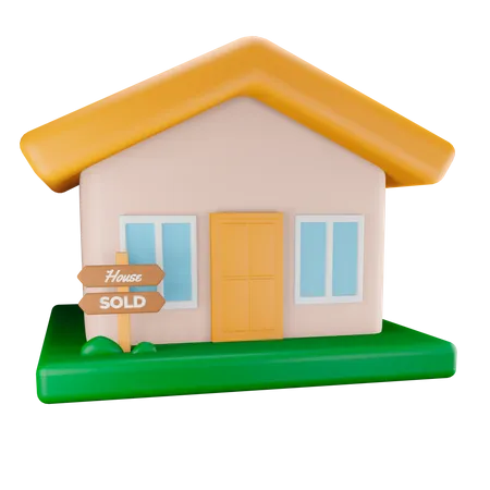 House with sold sign  3D Illustration