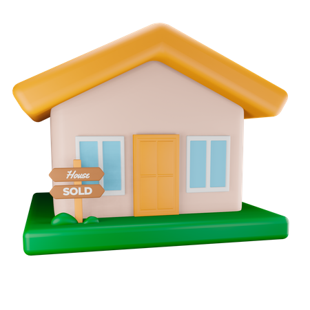 House with sold sign 3D Illustration