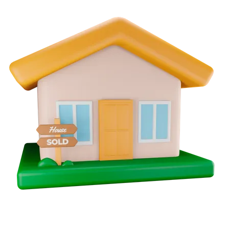 House with sold sign 3D Illustration