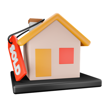 House with sold tag  3D Illustration