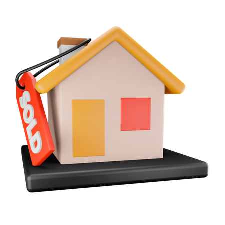 House with sold tag 3D Illustration