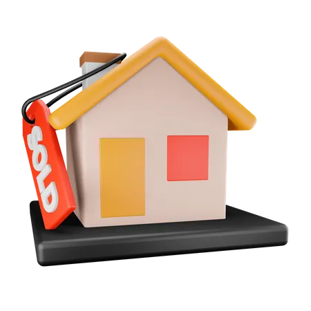 House with sold tag  3D Illustration