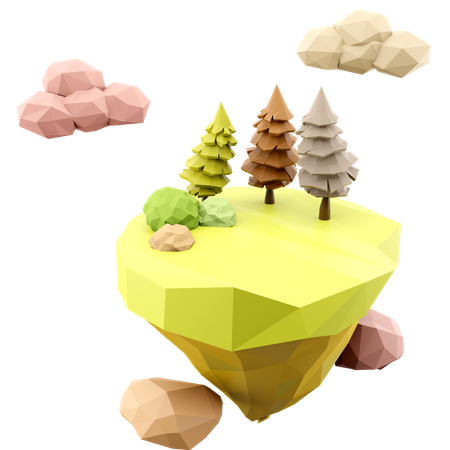 Hovering Green Island  3D Icon