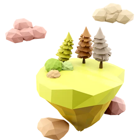 Hovering Green Island  3D Icon