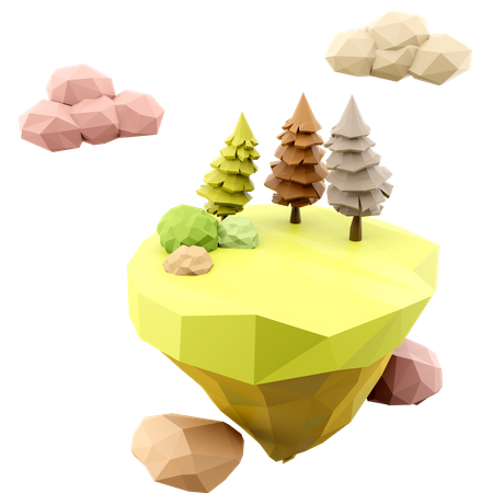 Hovering Green Island 3D Icon