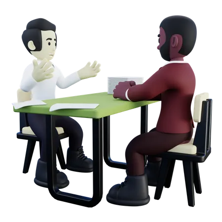 HR Doing Job Interview with Candidate 3D Illustration