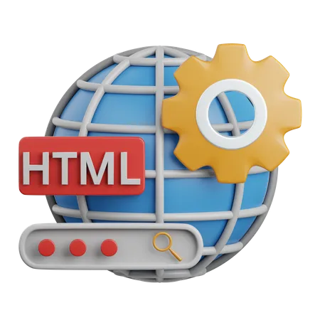 3 D Rendering Html Isolated Useful For Technology Programming Development Coding Software App Computing Server And Connection Design Element 3D Icon