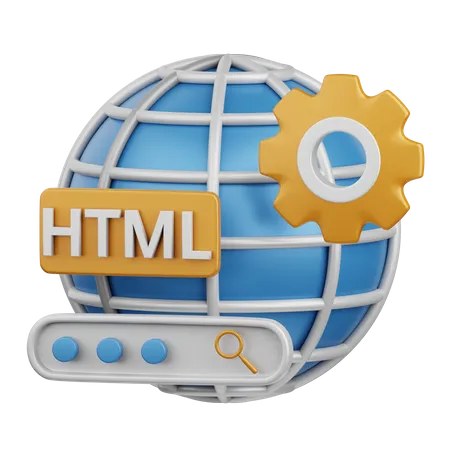 3 D Rendering Html Isolated Useful For Technology Programming Development Coding Software App Computing Server And Connection Design Element 3D Icon