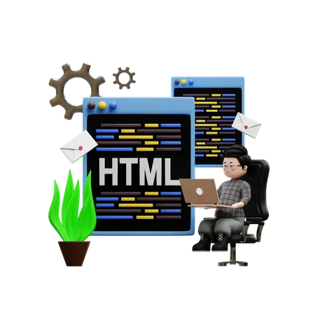 Html Developer  3D Illustration