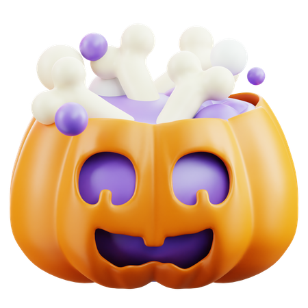 Huesos espeluznantes dentro de una calabaza  3D Icon