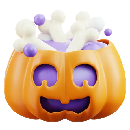 Huesos espeluznantes dentro de una calabaza  3D Icon