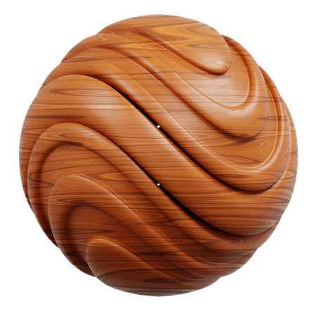 Huevo de madera tallado con patrones de vetas en espiral  3D Icon