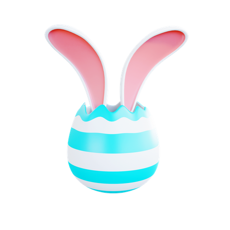 Huevo De Pascua Con Oreja De Conejo  3D Icon