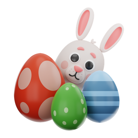Huevo de pascua y conejo  3D Icon